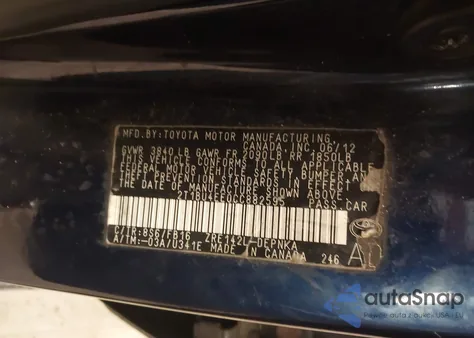 2012 Toyota Corolla Le z USA, uszkodzony, nr VIN 2T1BU4EE0CC882595